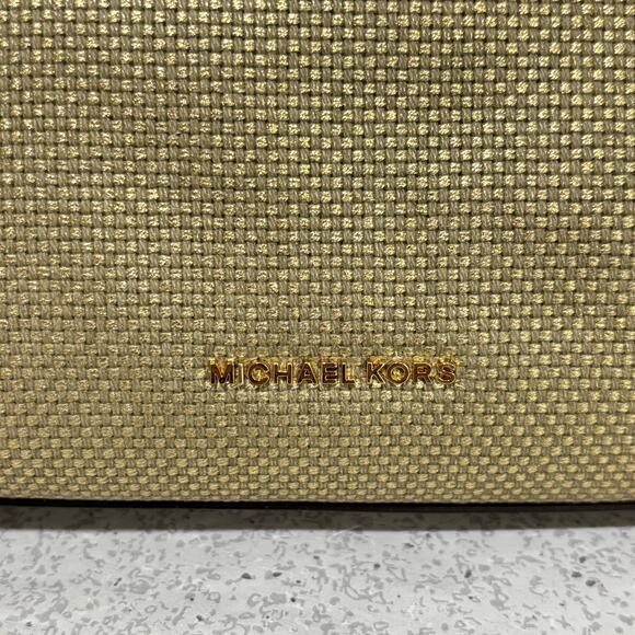 Michael Kors Talia wristlet purse wallet pale gold zipper pouch NEW canvas - Picture 9 of 10